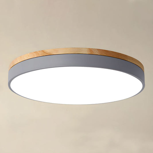 Modern Wood LED Flush Fitting Ceiling Light