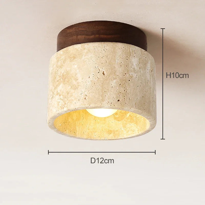 Japanese Style Stone Wood Ceiling Light