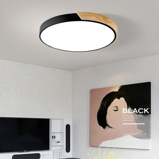 Wooden LED Flush Mount Ceiling Light
