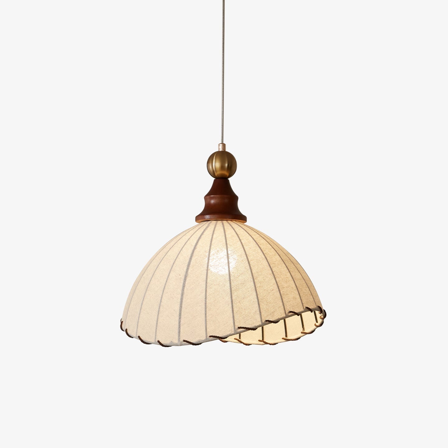 Fabric Shade Wooden Pendant Light