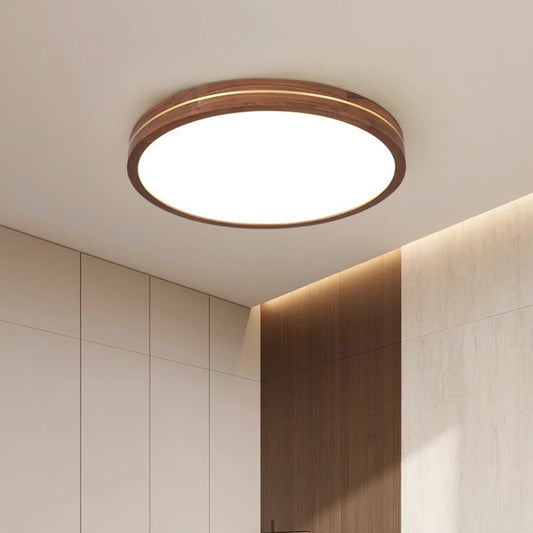 Wooden LED Flush Mount Ceiling Lamp