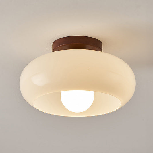 Glass Ceiling Light with Wood for Hallway