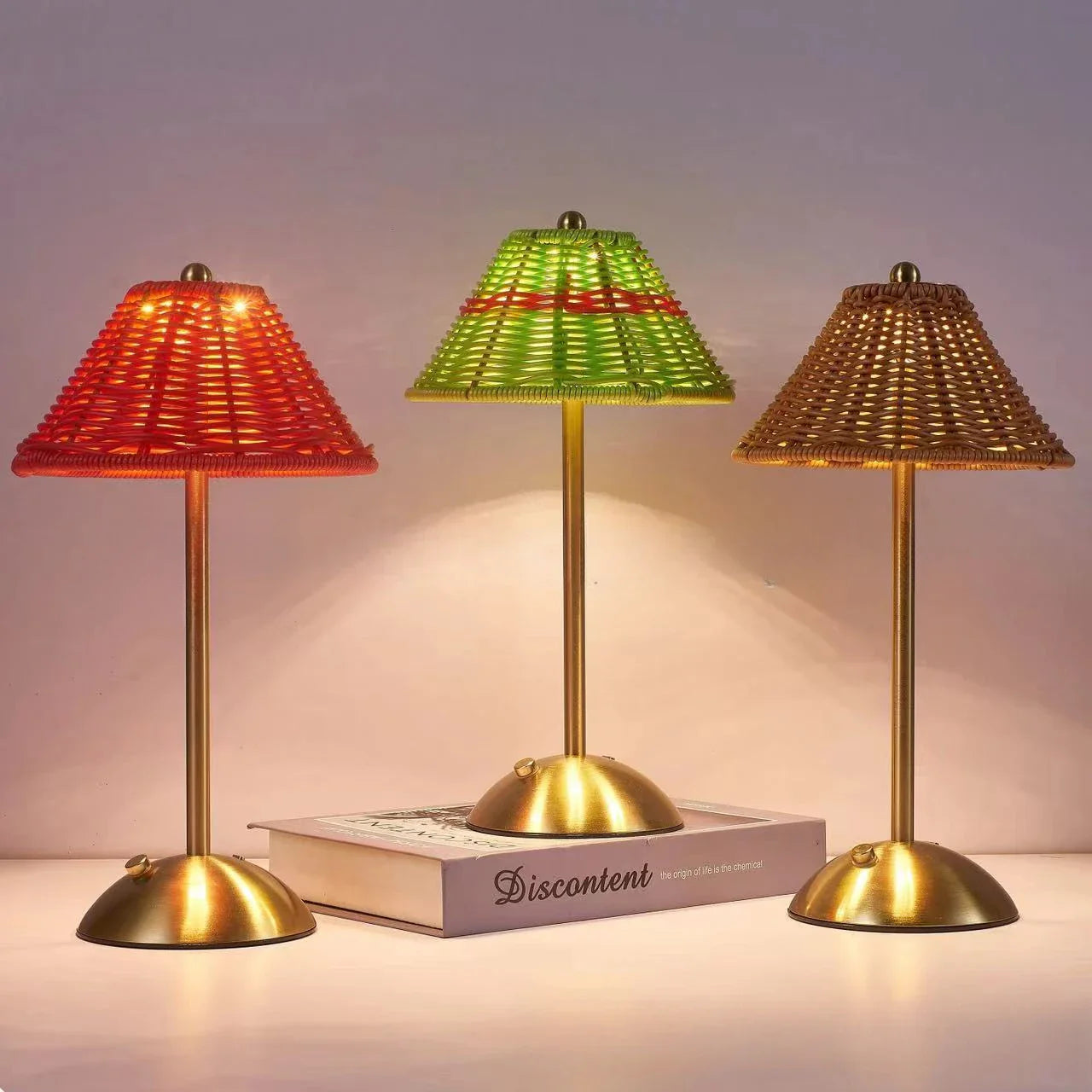Rechargeable LED Rattan Desk Lamp