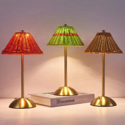 Rechargeable LED Rattan Desk Lamp