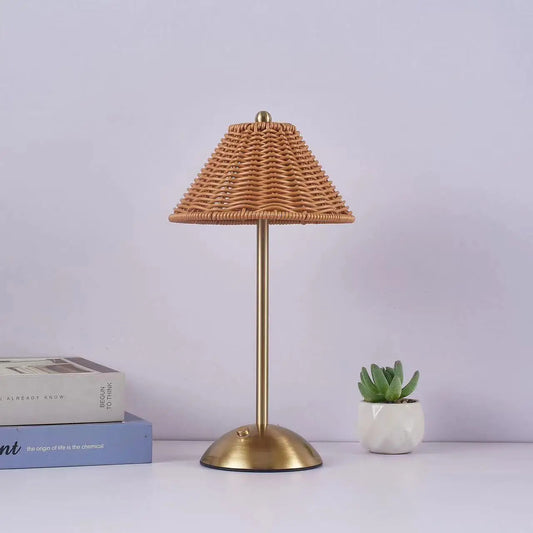 Rechargeable LED Rattan Desk Lamp