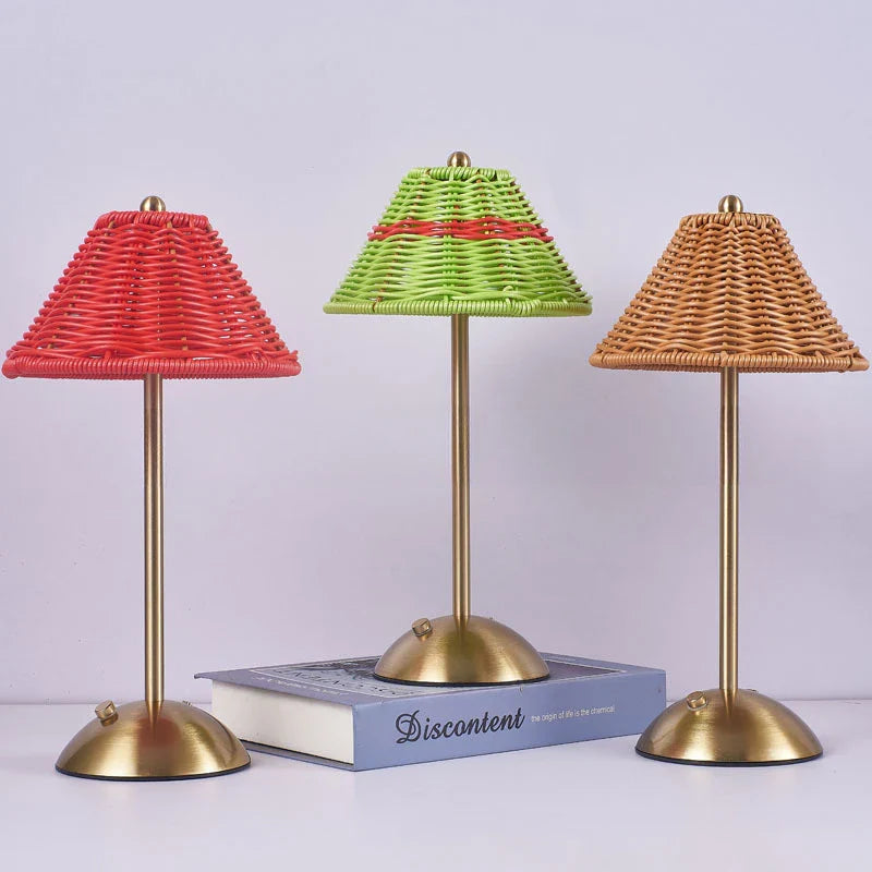 Rechargeable LED Rattan Desk Lamp