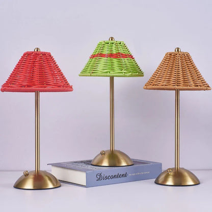 Rechargeable LED Rattan Desk Lamp