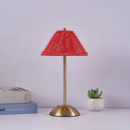 Rechargeable LED Rattan Desk Lamp